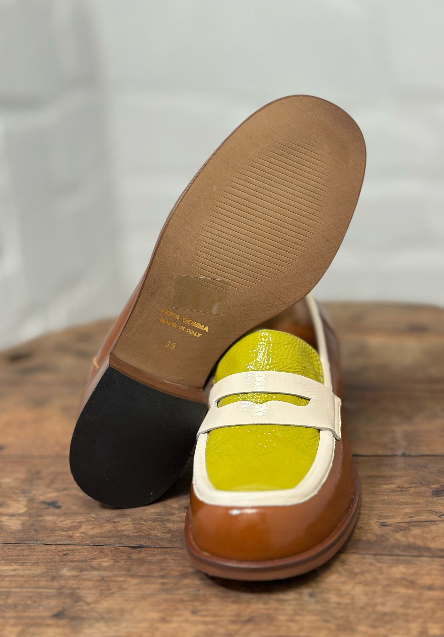 Mocassins LES VENUES Femme vert/jaune et marron