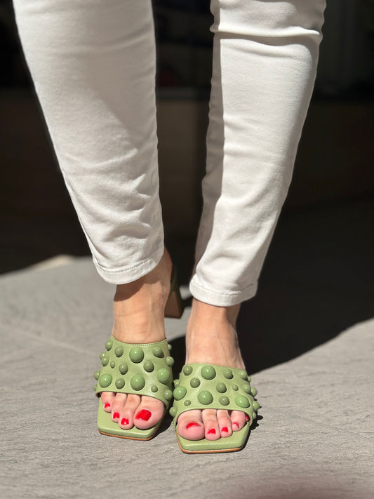 Mules à talons Angel Alarcon vert femme