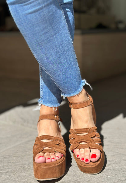 Nu-pieds compensés CAFE NOIR Marron femme
