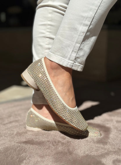 Ballerines FRU.IT beige cristaux femme