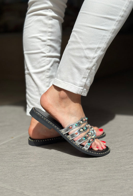 Mules CAFE NOIR Argentés femme