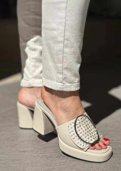 Mules à talons NOA HARMON blanc cassé femme
