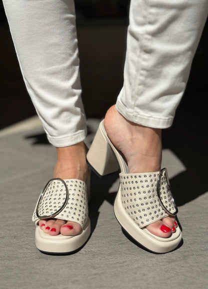 Mules à talons NOA HARMON blanc cassé femme