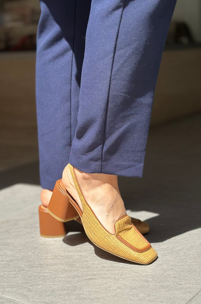 Slingback Angel Alarcon Camel rafia femme