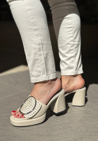 Mules à talons NOA HARMON blanc cassé femme