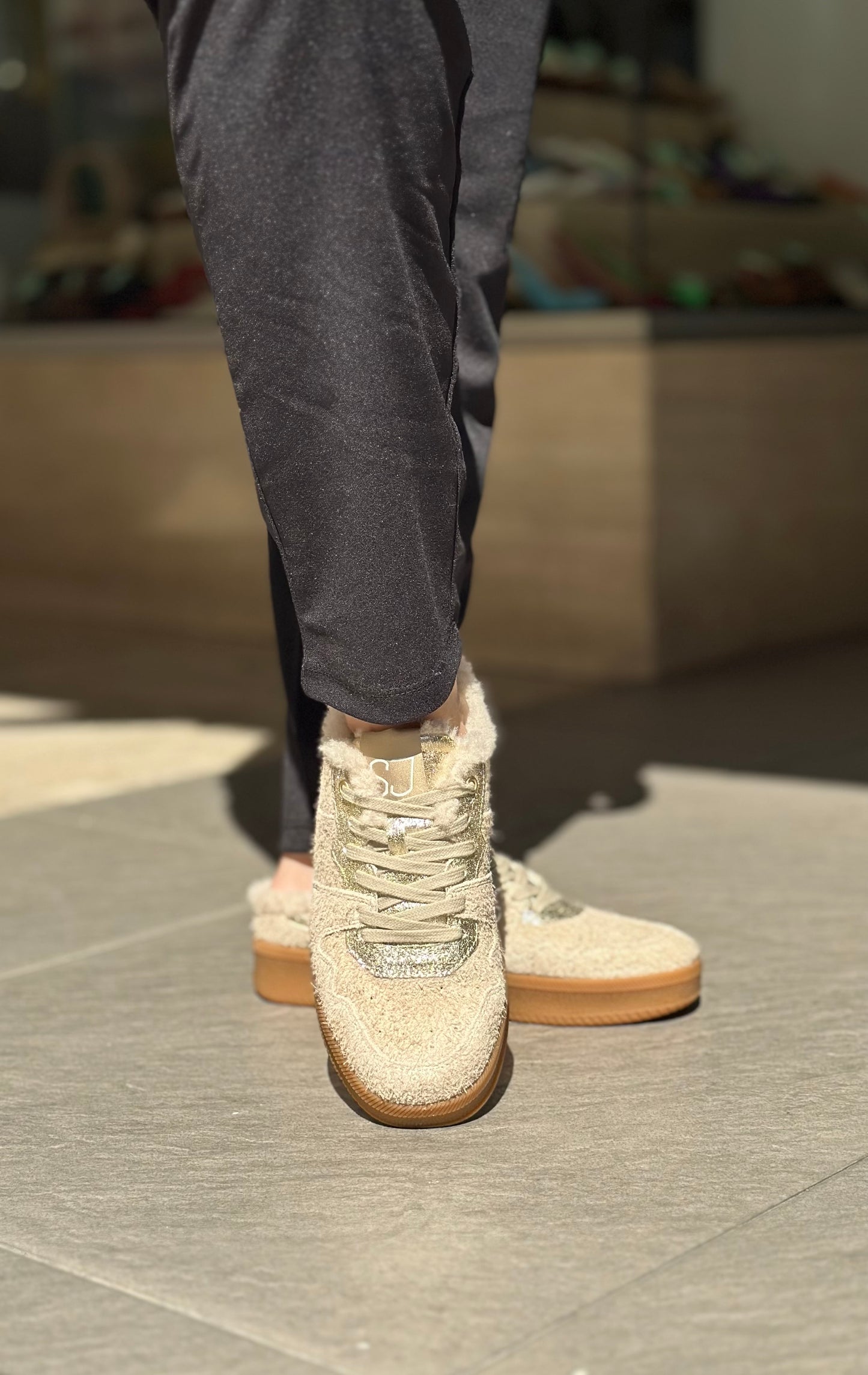 Baskets mules SJ FEMME Beige et doré