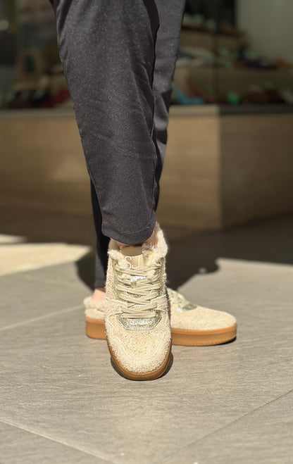 Baskets mules SJ FEMME Beige et doré