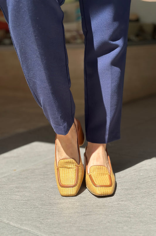 Slingback Angel Alarcon Camel rafia femme