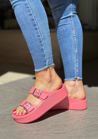 Nu-pieds LEMON JELLY rose à paillettes femme