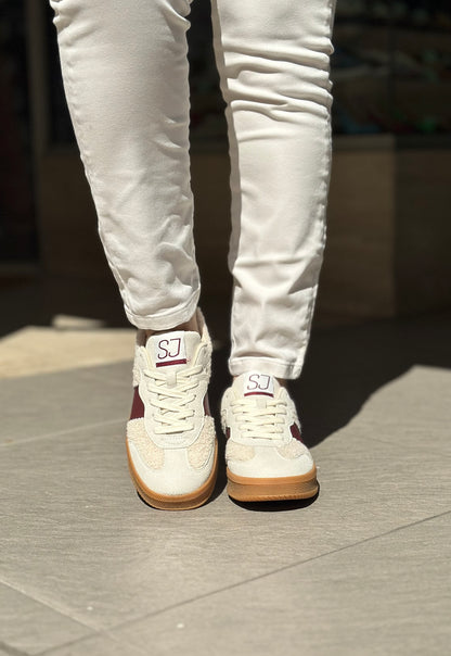 Baskets SJ FEMME Beige et bordeaux