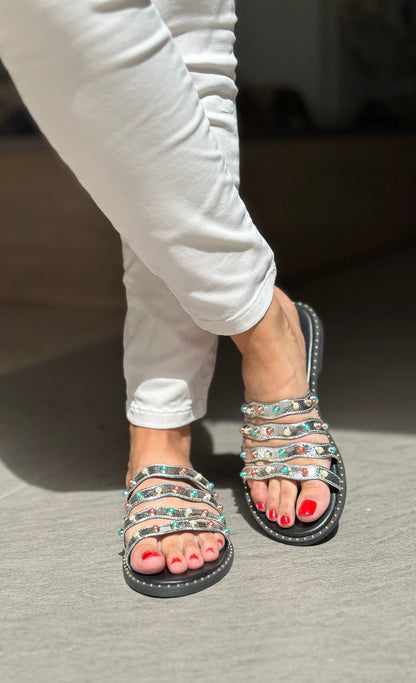 Mules CAFE NOIR Argentés femme