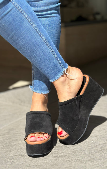Nu-pieds compensés CAFE NOIR Noir femme
