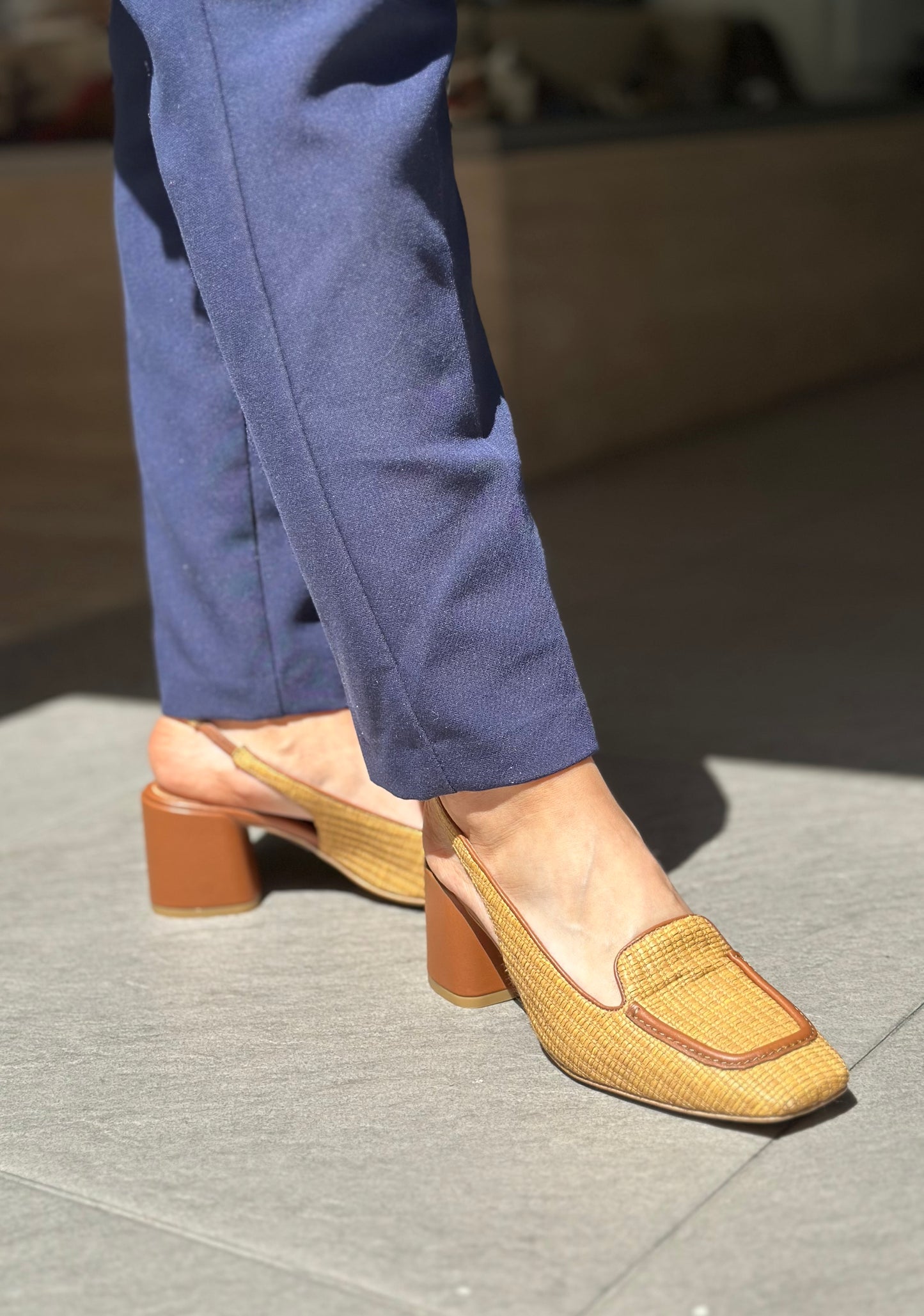 Slingback Angel Alarcon Camel rafia femme