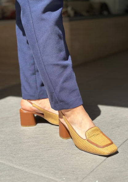 Slingback Angel Alarcon Camel rafia femme
