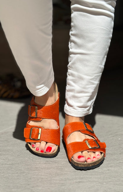 Nu-pieds CUBANAS Poilus orange femme