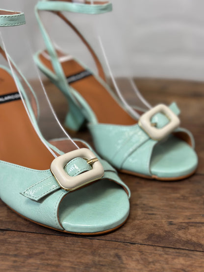 Nu-pieds à talons Angel Alarcon Bleu menthe femme