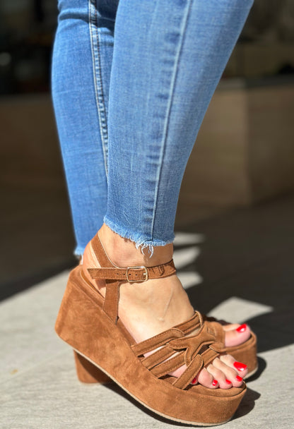 Nu-pieds compensés CAFE NOIR Marron femme