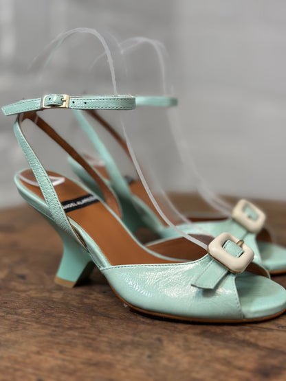 Nu-pieds à talons Angel Alarcon Bleu menthe femme