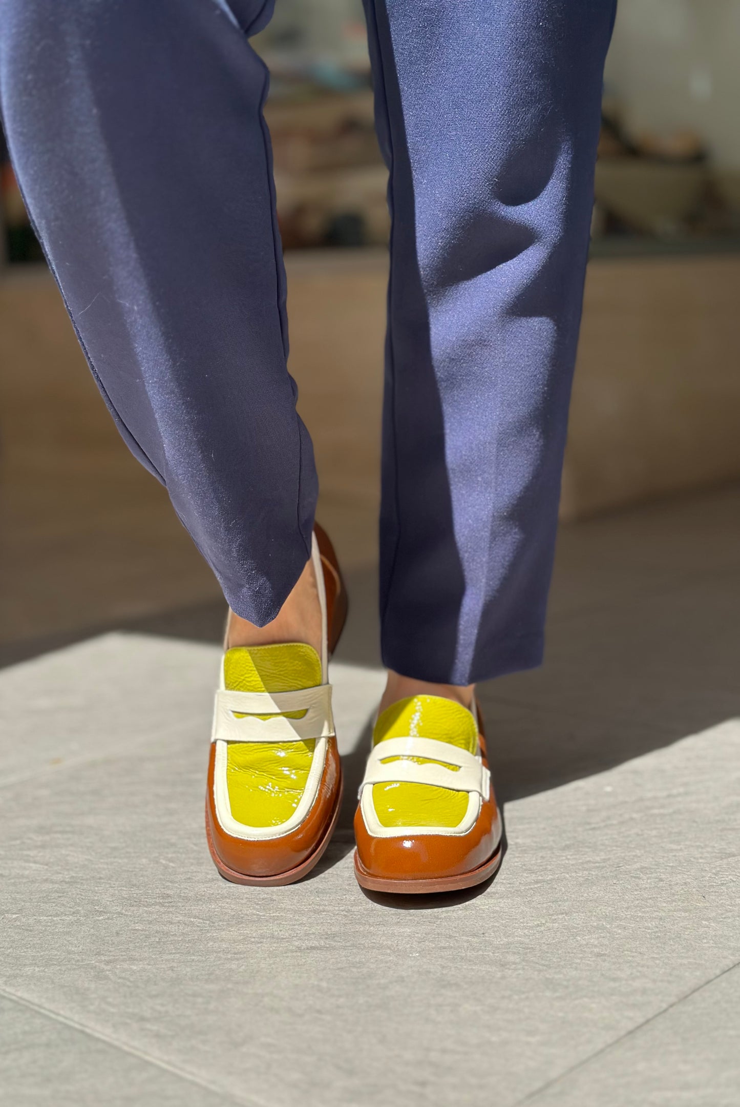 Mocassins LES VENUES Femme vert/jaune et marron