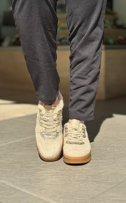 Baskets mules SJ FEMME Beige et doré