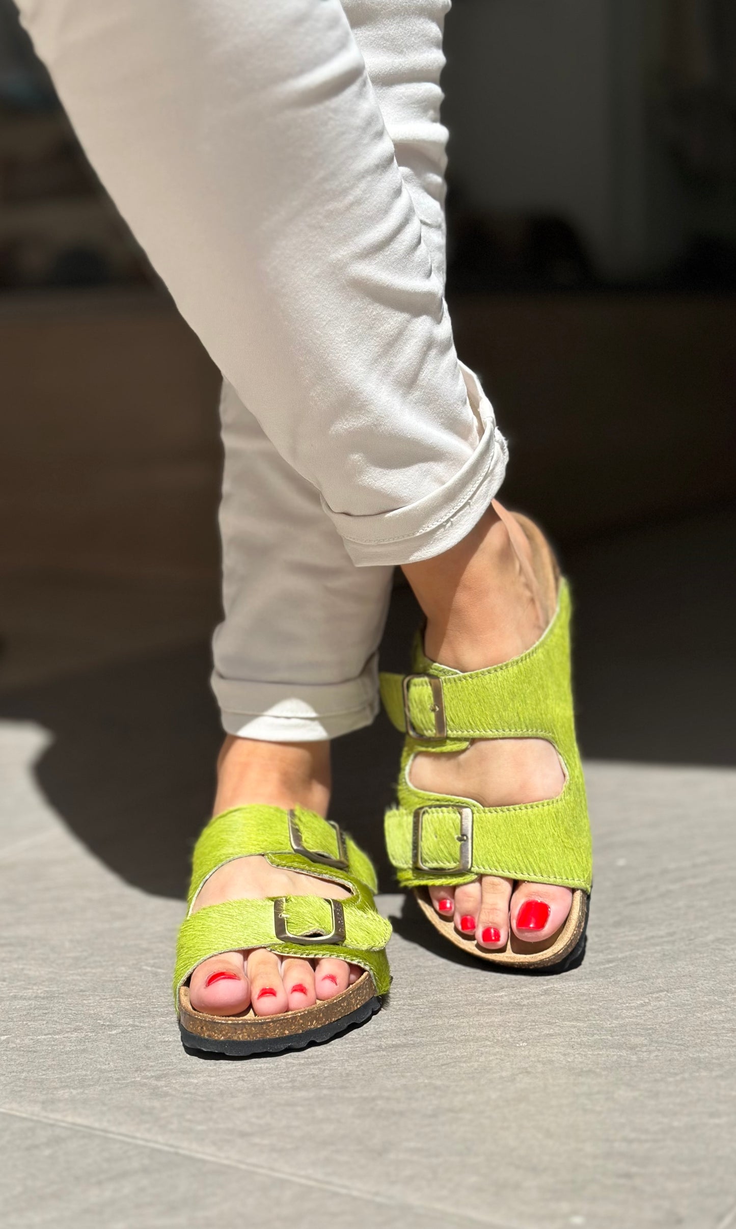 Nu-pieds CUBANAS Poilus vert femme