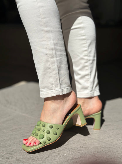 Mules à talons Angel Alarcon vert femme