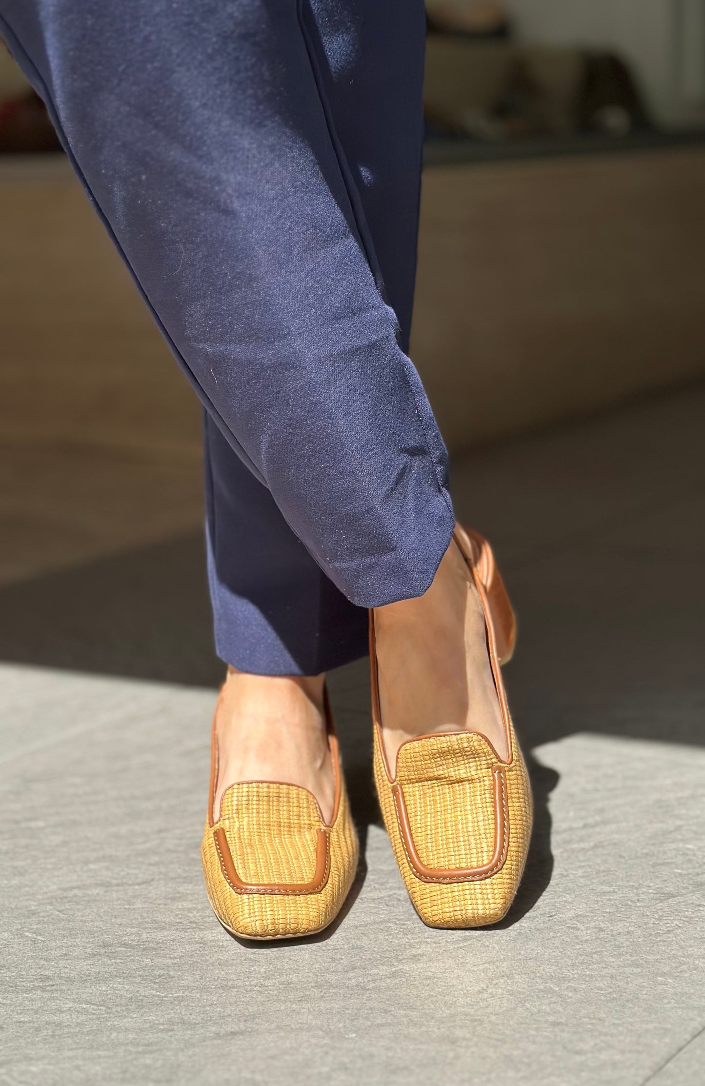 Slingback Angel Alarcon Camel rafia femme