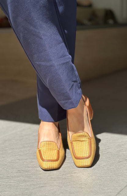 Slingback Angel Alarcon Camel rafia femme