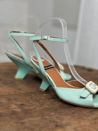 Nu-pieds à talons Angel Alarcon Bleu menthe femme