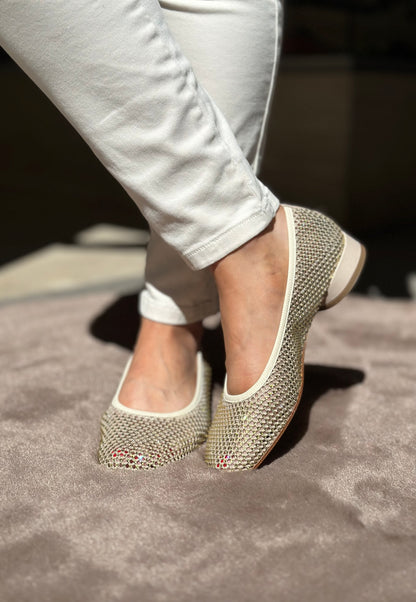 Ballerines FRU.IT beige cristaux femme