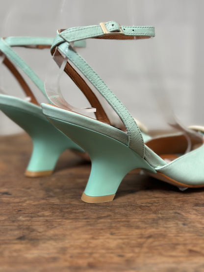Nu-pieds à talons Angel Alarcon Bleu menthe femme