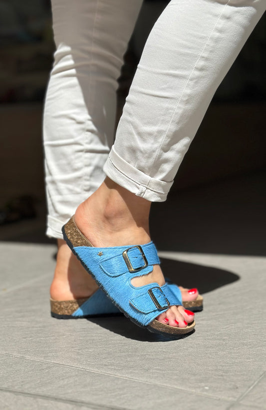 Nu-pieds CUBANAS Poilus BLEU femme