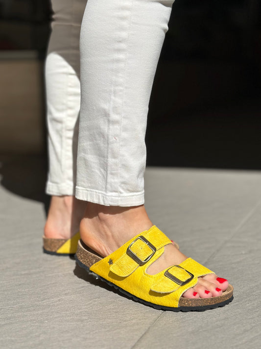 Nu-pieds CUBANAS Poilus jaune femme