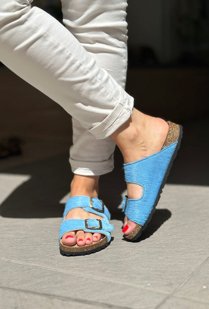 Nu-pieds CUBANAS Poilus BLEU femme