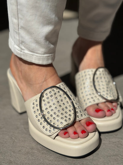 Mules à talons NOA HARMON blanc cassé femme