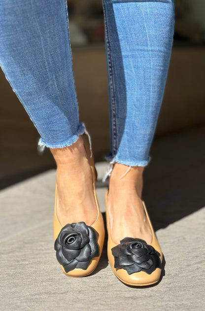 Ballerines à talons Angel Alarcon camel/noir femme