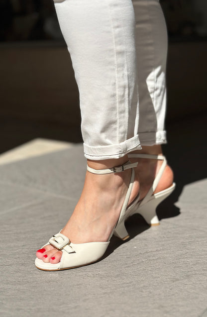 Nu-pieds à talons Angel Alarcon blanc cassé femme
