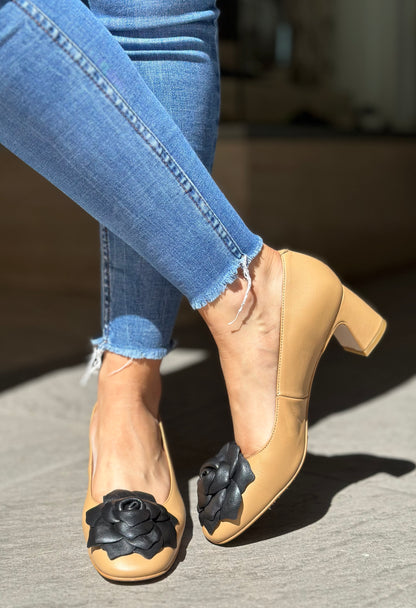 Ballerines à talons Angel Alarcon camel/noir femme