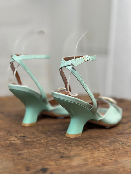 Nu-pieds à talons Angel Alarcon Bleu menthe femme
