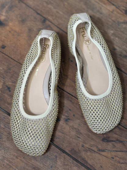 Ballerines FRU.IT beige cristaux femme