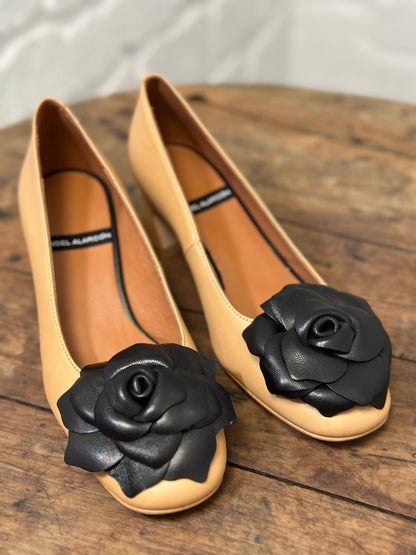 Ballerines à talons Angel Alarcon camel/noir femme