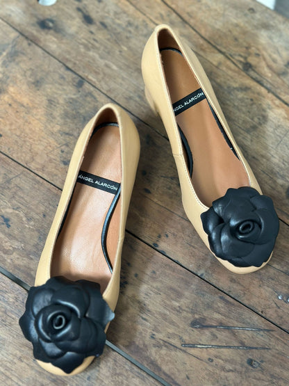 Ballerines à talons Angel Alarcon camel/noir femme