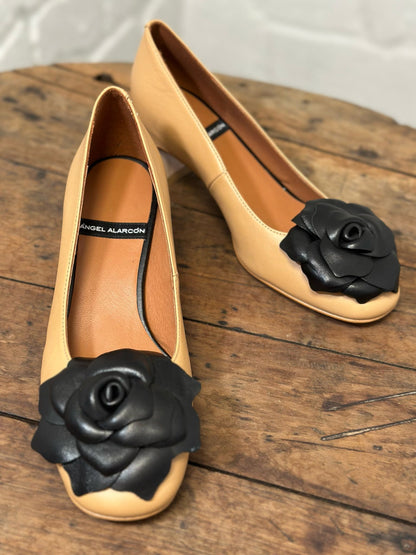 Ballerines à talons Angel Alarcon camel/noir femme