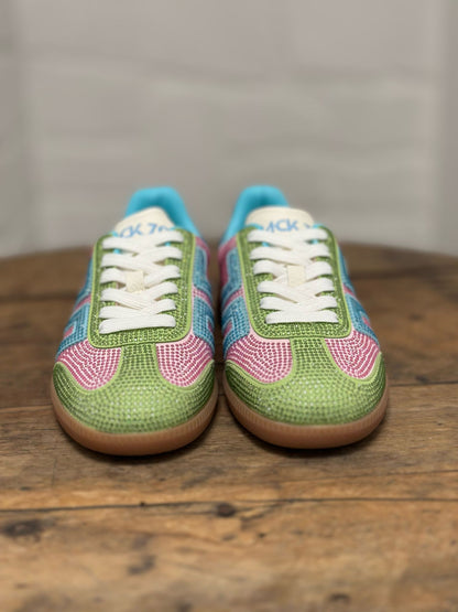 Basket BACK 70 STRASS CLOUD rose/vert Femme