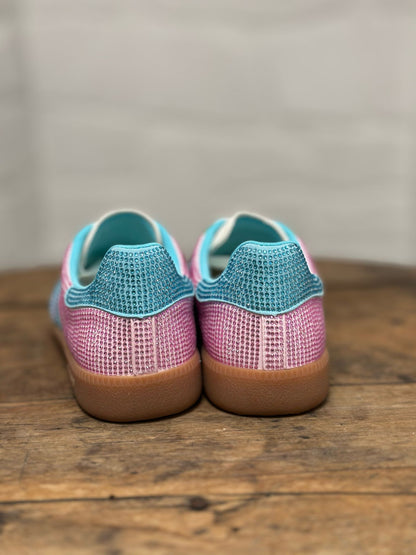 Basket BACK 70 STRASS CLOUD rose/vert Femme