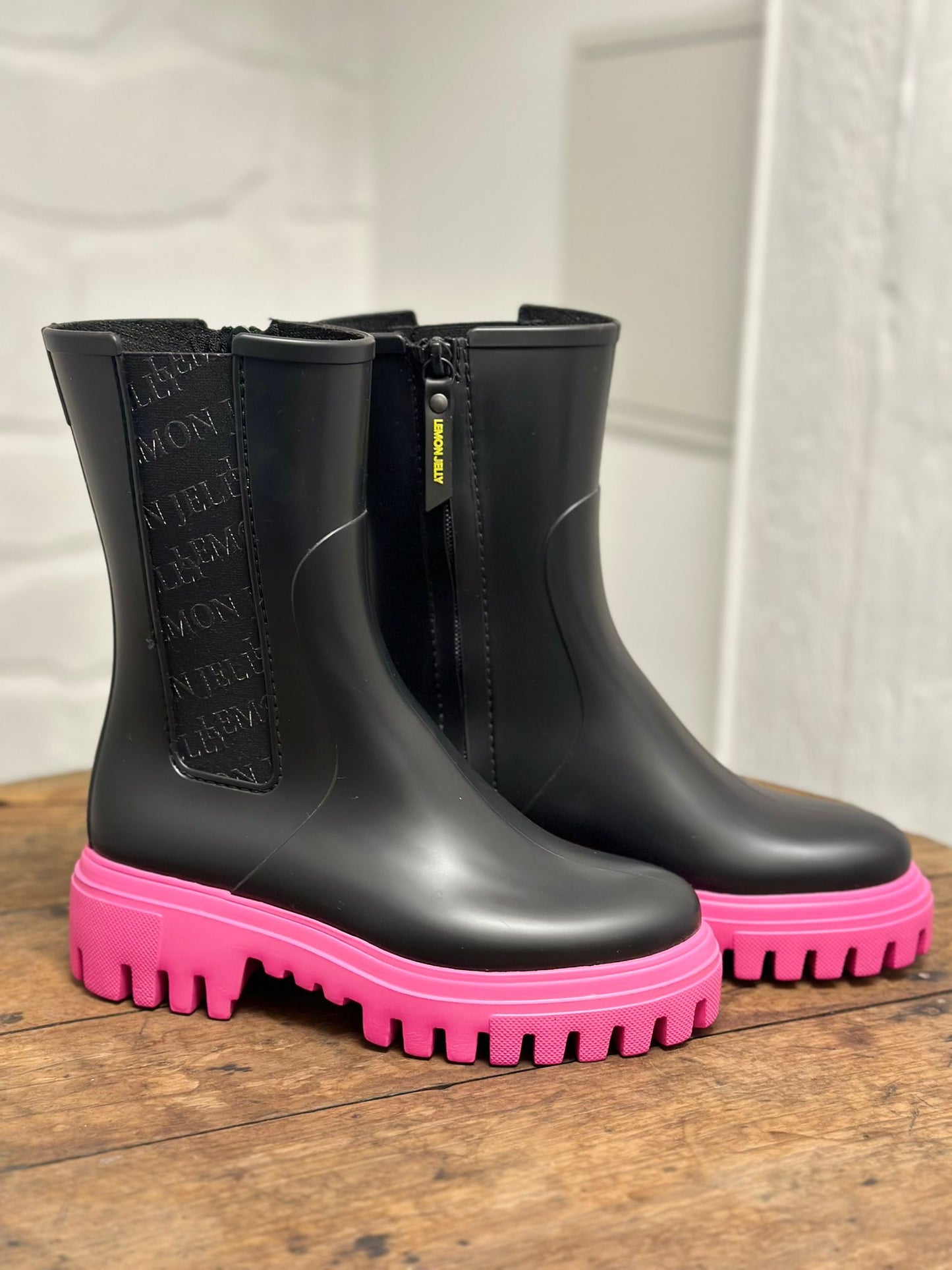 Bottes de pluie CATHERINE 01 Noir et Rose LEMON JELLY
