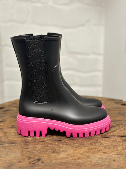 Bottes de pluie CATHERINE 01 Noir et Rose LEMON JELLY