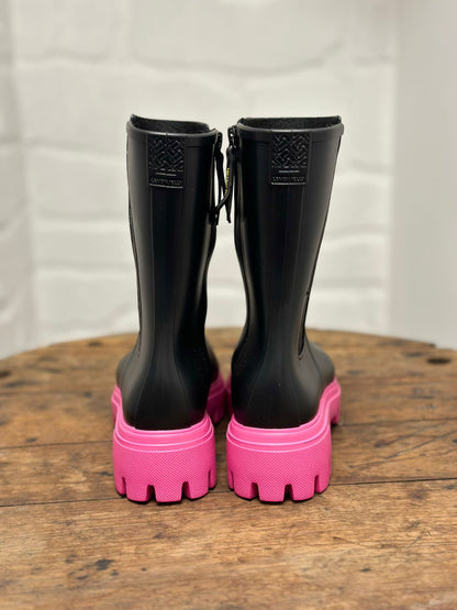 Bottes de pluie CATHERINE 01 Noir et Rose LEMON JELLY