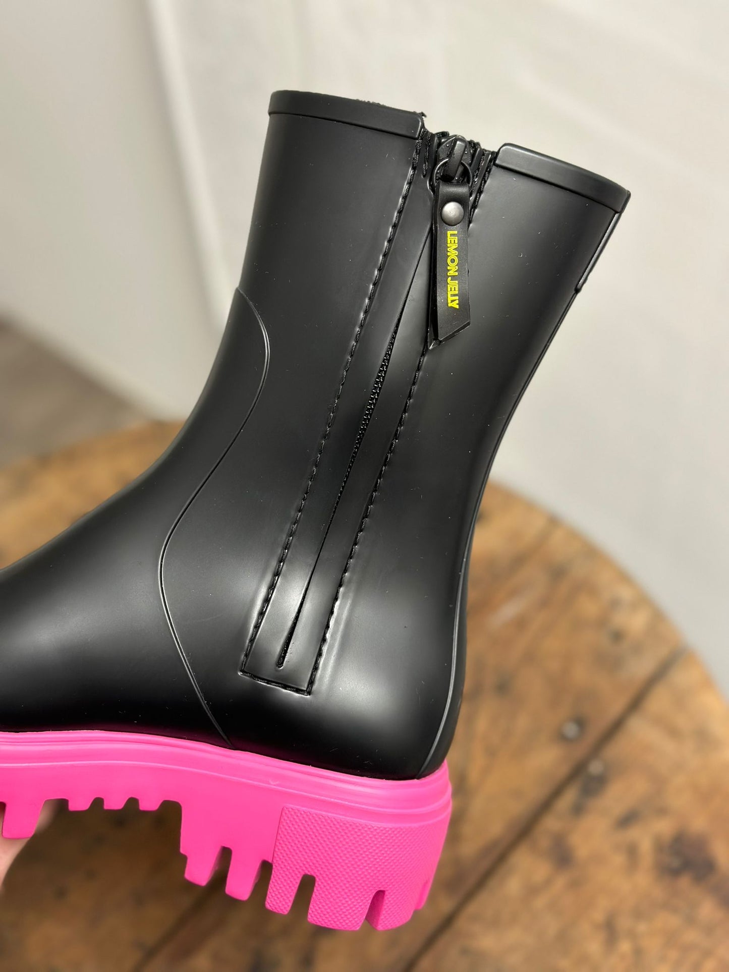 Bottes de pluie CATHERINE 01 Noir et Rose LEMON JELLY