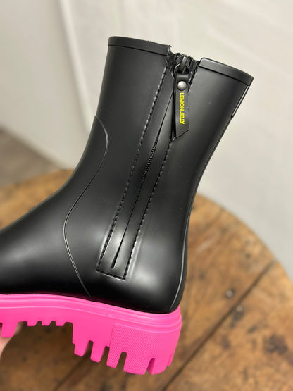 Bottes de pluie CATHERINE 01 Noir et Rose LEMON JELLY